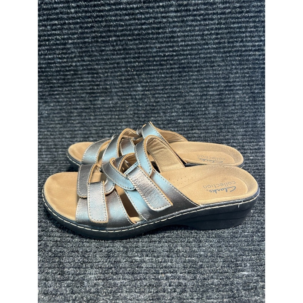 Clarks Women's Metallic Slide Sandals - Pewter - Picture 5 of 6